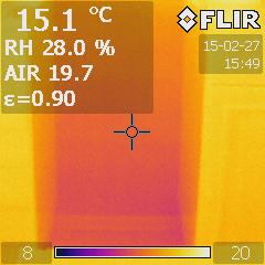 Termografia finale dello stesso particolare di muro